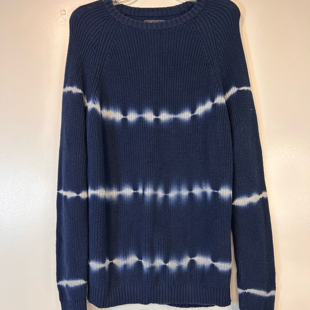 American Eagle Outfitters Navy Raglan Crew Neck Tie Dye Sweater Women’s Large‎